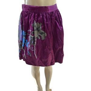 Elizabeth‎ and James Women's Purple Painted A Line Skirt SZ L